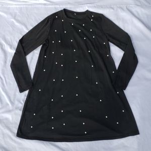 Black Long Sleeve Pearl Dress Size M